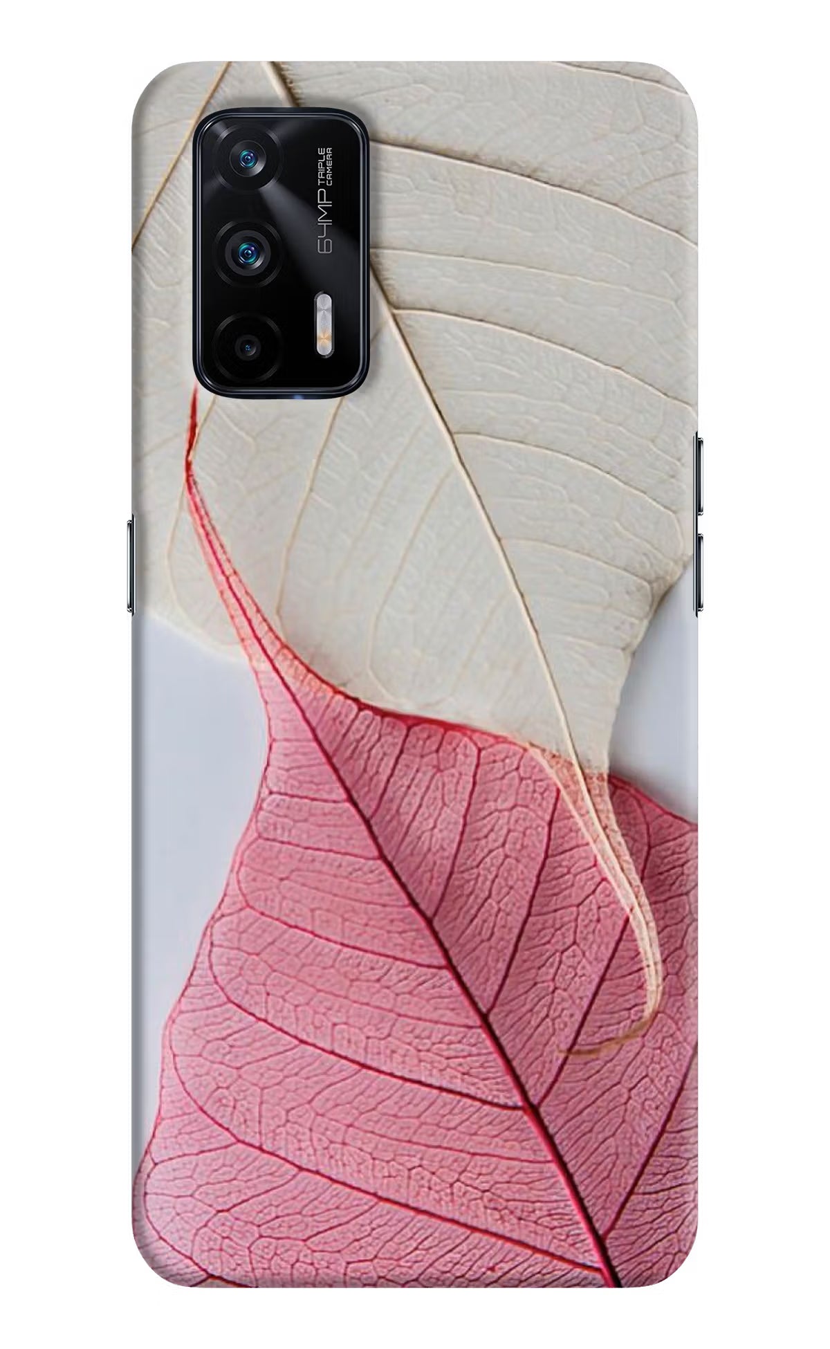 White Pink Leaf Realme X7 Max Hard Case Back Cover by Casekaro