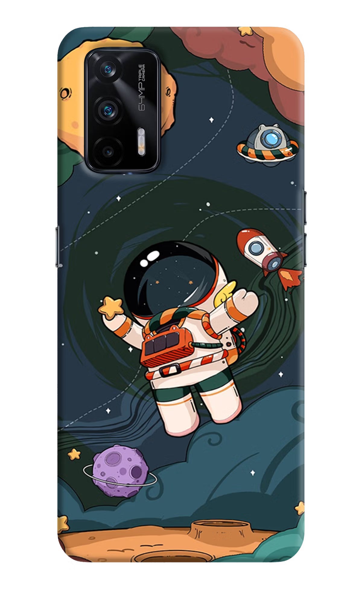 Cartoon Astronaut Realme X7 Max Hard Case Back Cover by Casekaro