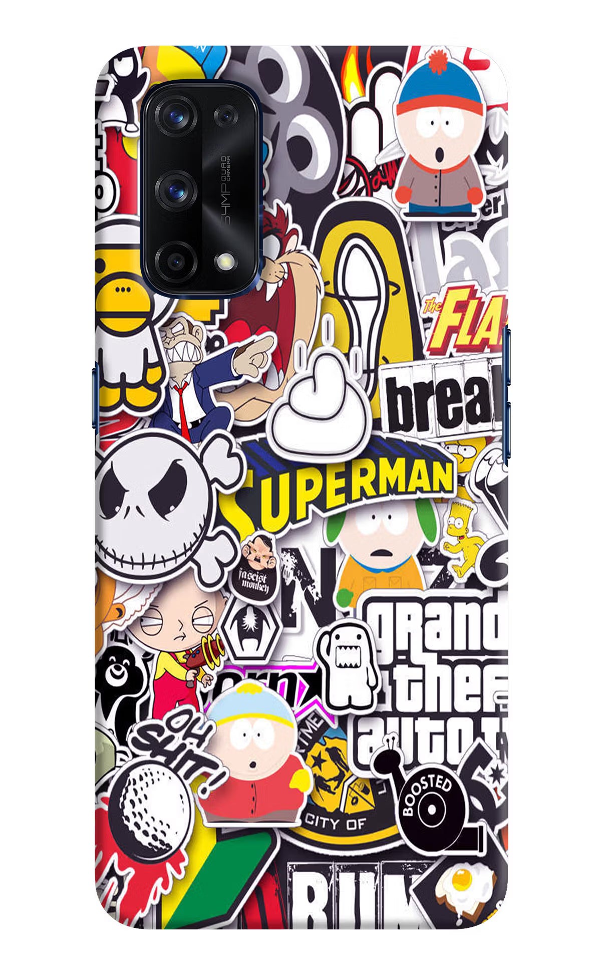 Sticker Bomb Realme X7 Pro Hard Case Back Cover by Casekaro