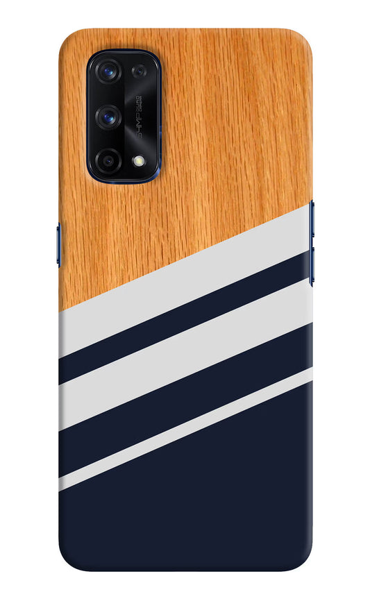 Blue and white wooden Realme X7 Pro Hard Case Back Cover by Casekaro