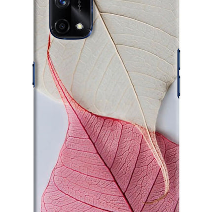 White Pink Leaf Realme X7 Pro Hard Case Back Cover by Casekaro