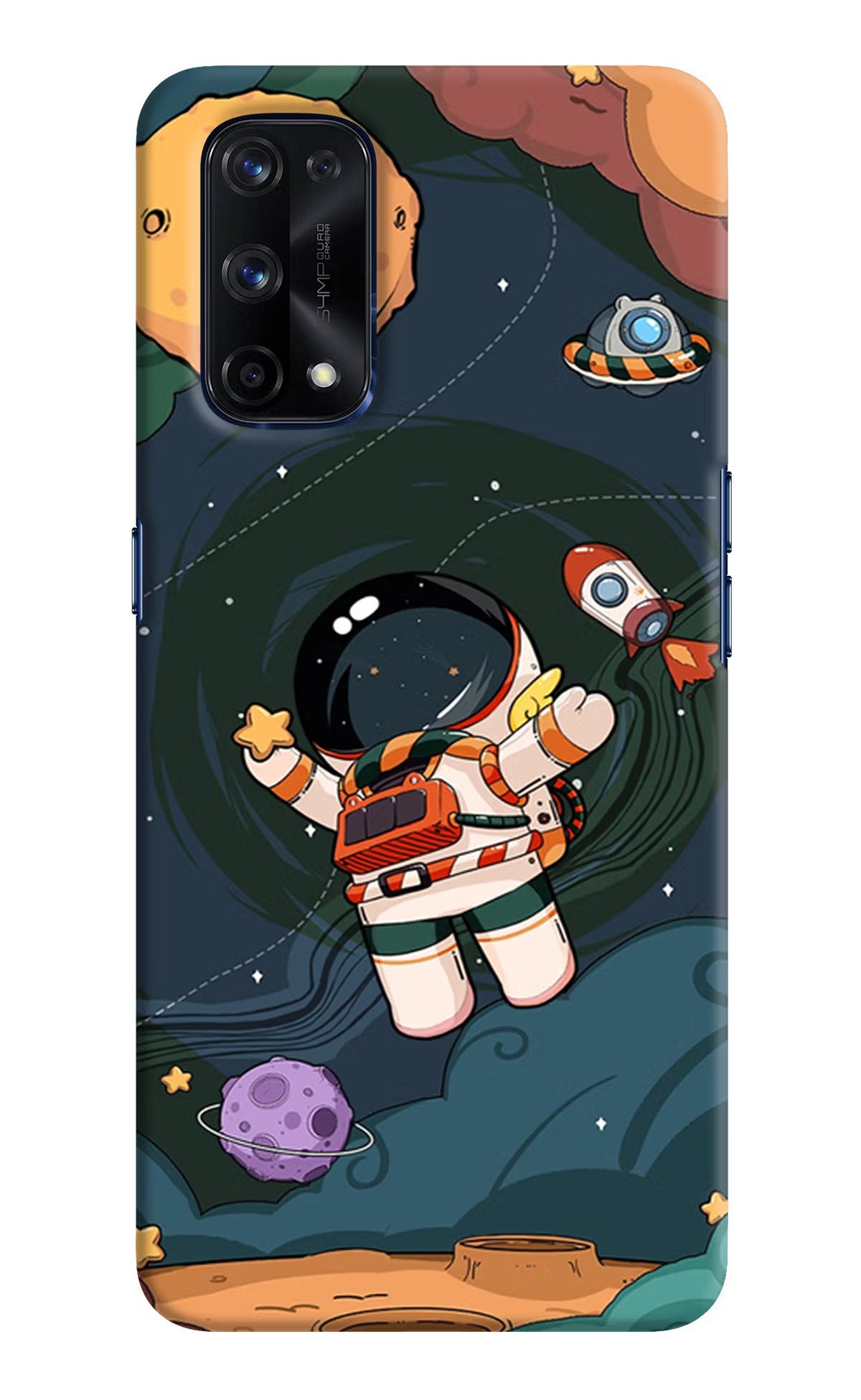Cartoon Astronaut Realme X7 Pro Hard Case Back Cover by Casekaro
