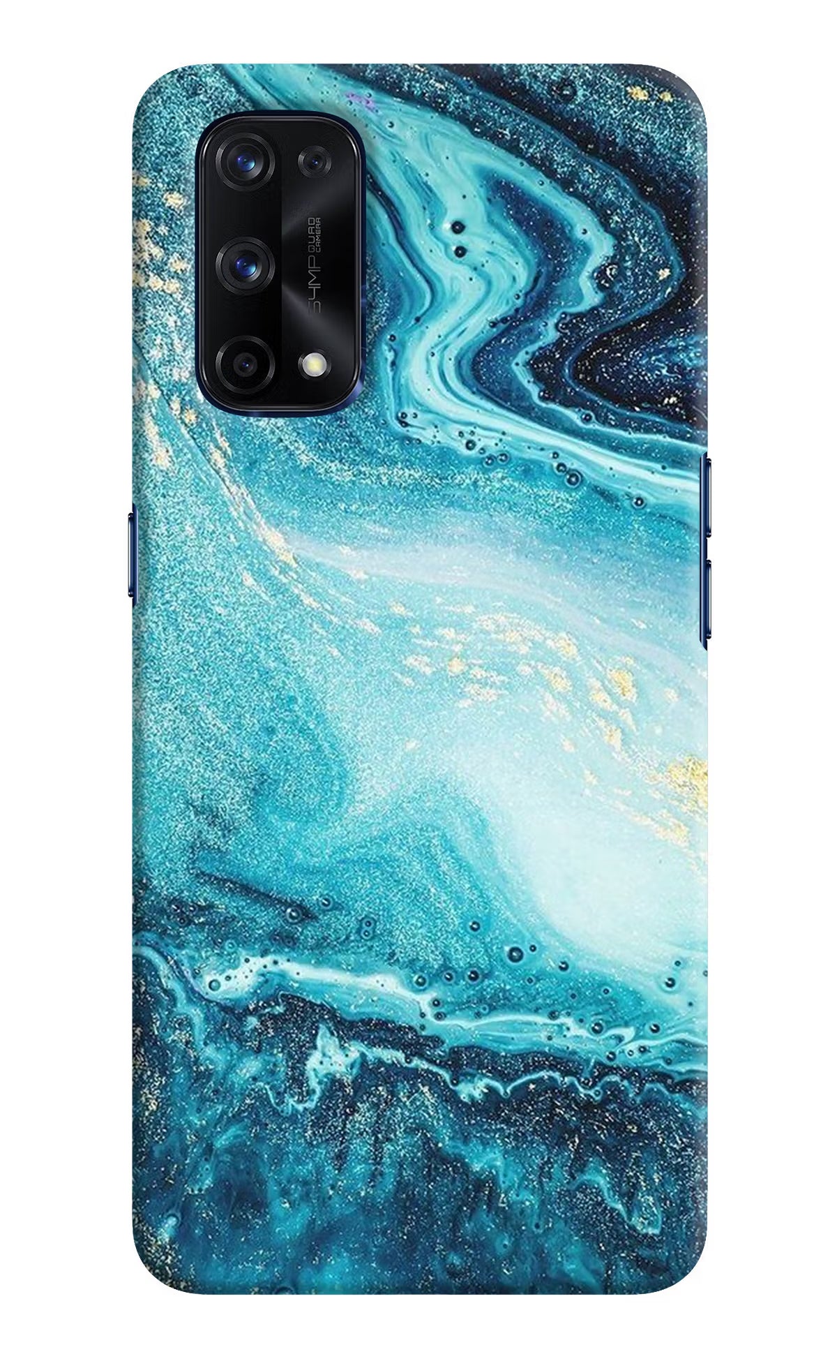 Blue Glitter Marble Realme X7 Pro Hard Case Back Cover by Casekaro