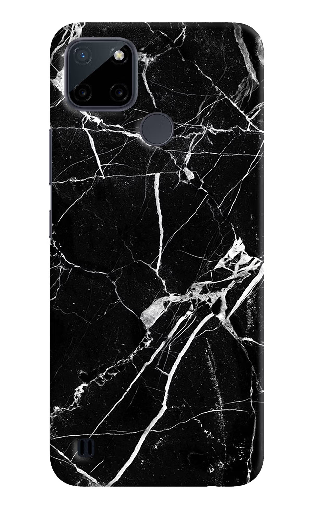 Black Marble Pattern Realme C21Y/C25Y Hard Case Back Cover by Casekaro