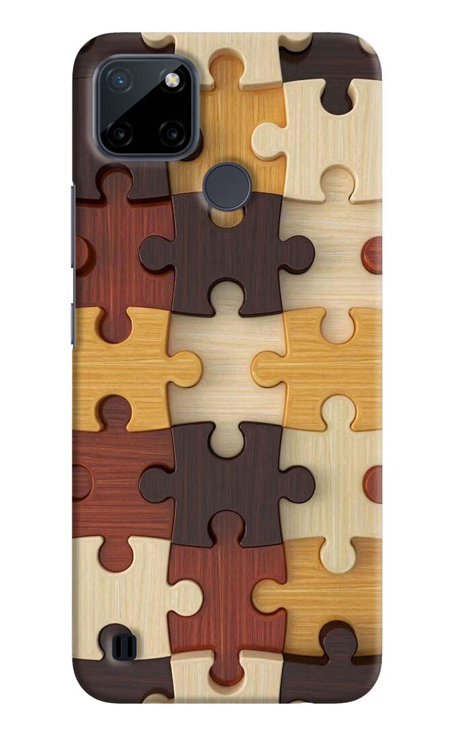 Wooden Puzzle Realme C21Y/C25Y Hard Case Back Cover by Casekaro