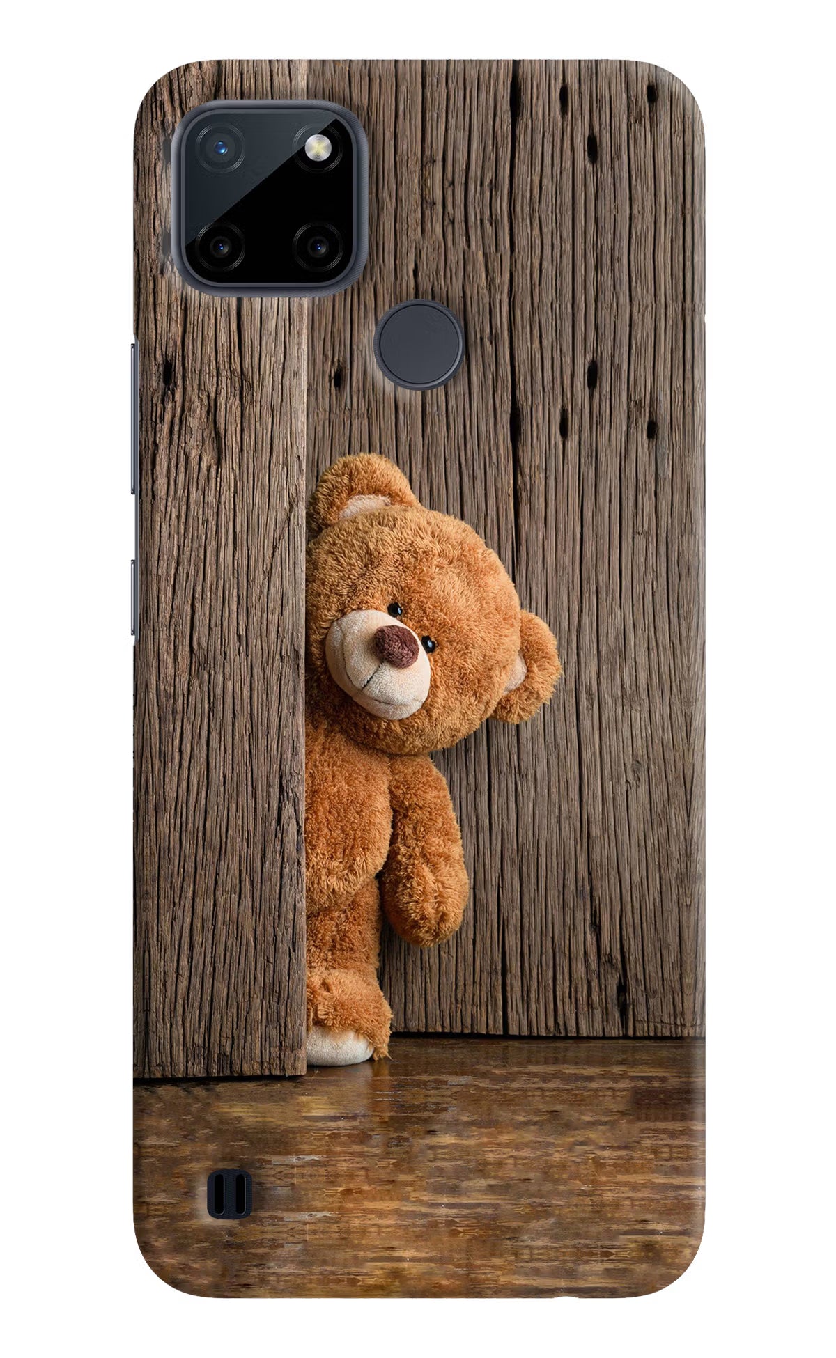 Teddy Wooden Realme C21Y/C25Y Hard Case Back Cover by Casekaro