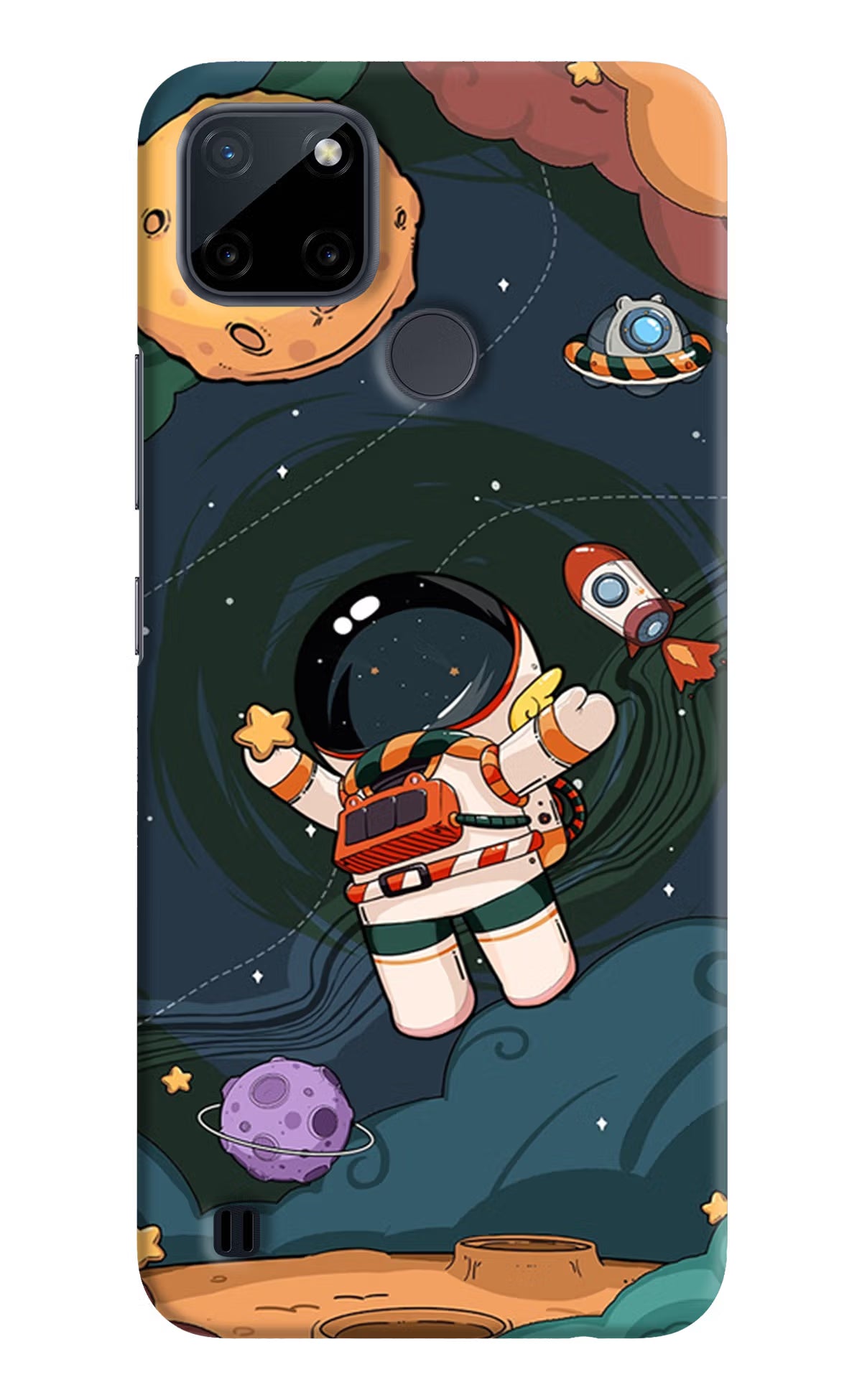 Cartoon Astronaut Realme C21Y/C25Y Hard Case Back Cover by Casekaro