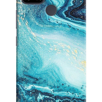 Blue Glitter Marble Realme C21Y/C25Y Hard Case Back Cover by Casekaro