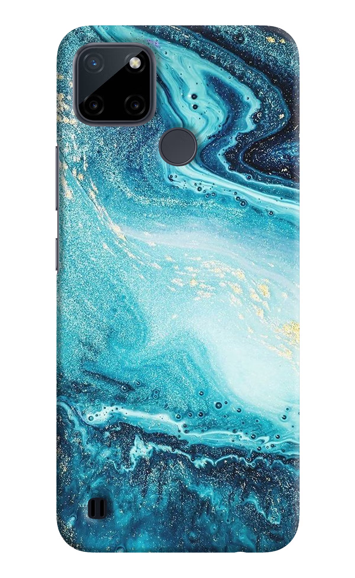 Blue Glitter Marble Realme C21Y/C25Y Hard Case Back Cover by Casekaro