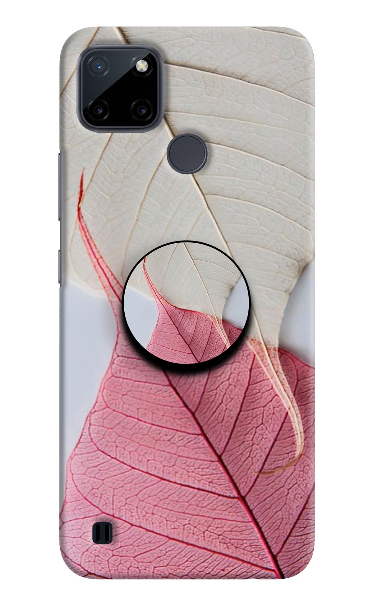 White Pink Leaf Realme C21Y/C25Y Pop Case by Casekaro