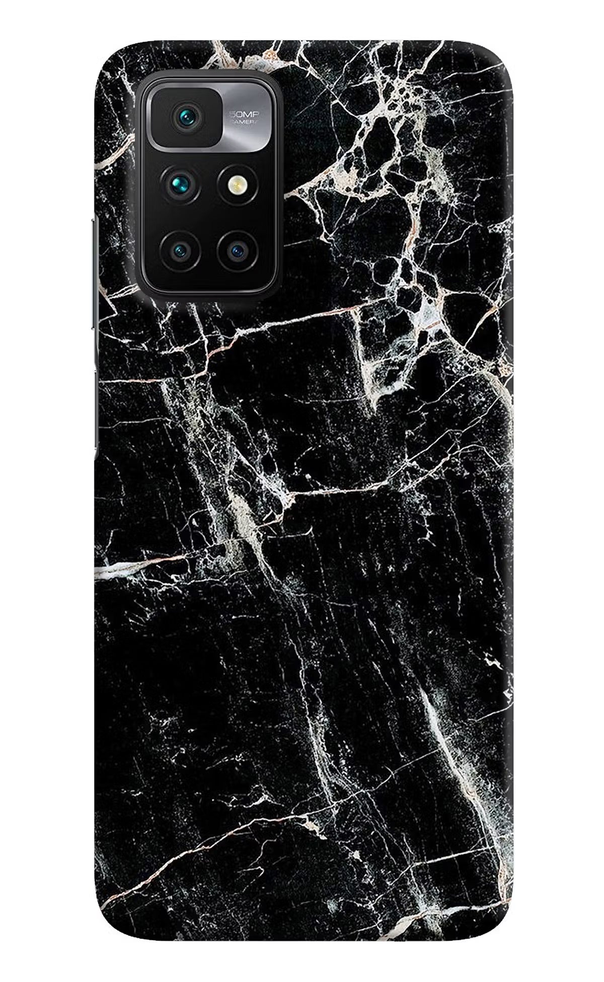 Black Marble Texture Redmi 10 Prime Hard Case Back Cover by Casekaro