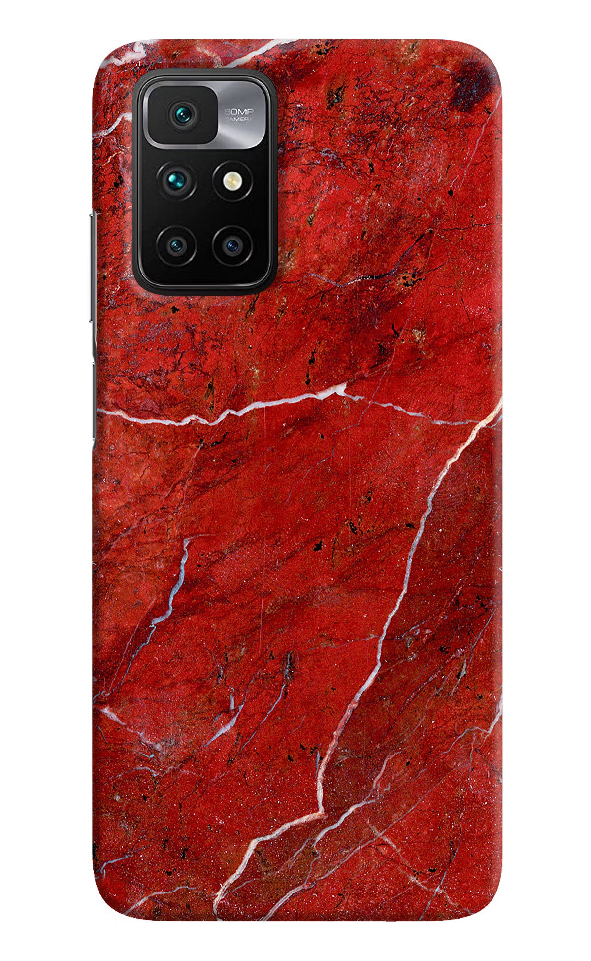 Red Marble Design Redmi 10 Prime Hard Case Back Cover by Casekaro