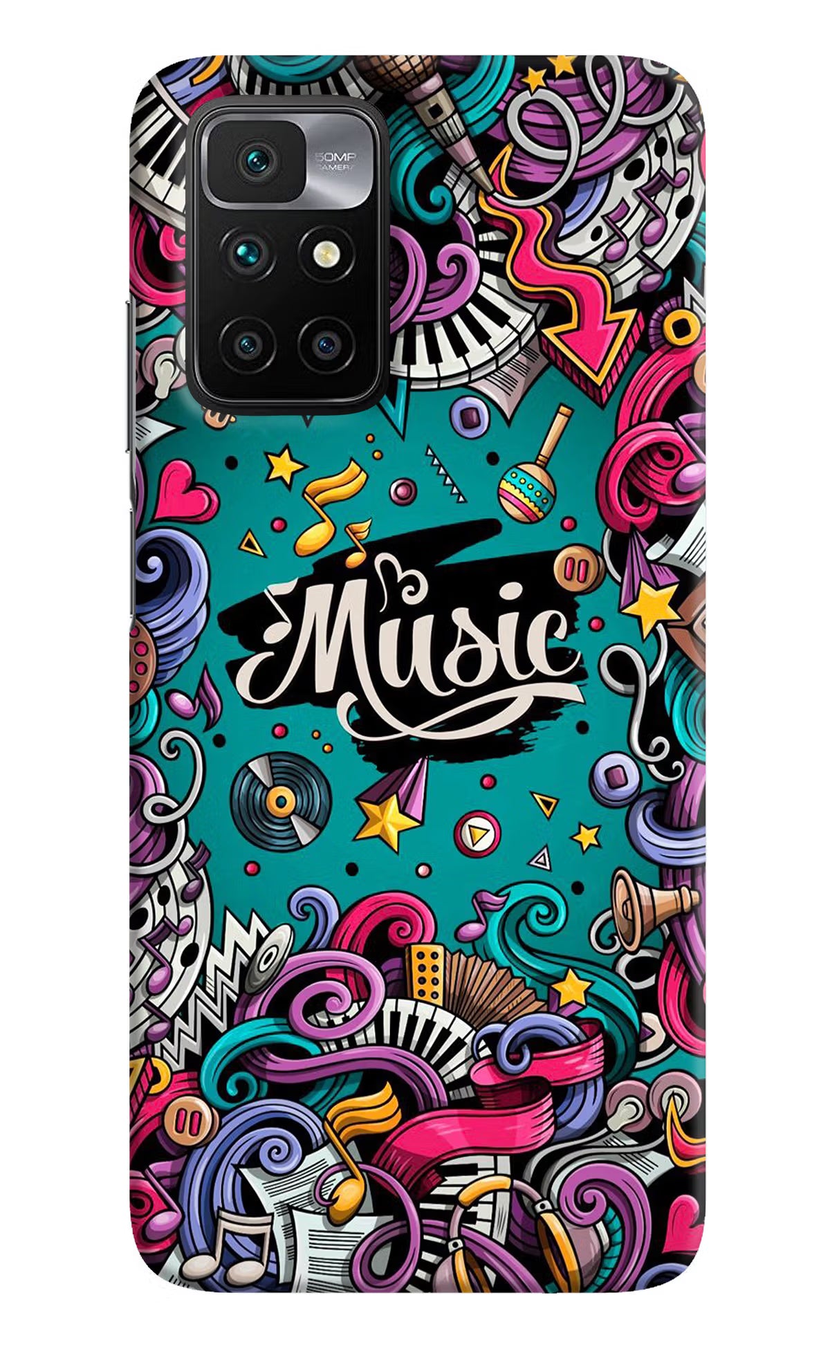 Music Graffiti Redmi 10 Prime Hard Case Back Cover by Casekaro