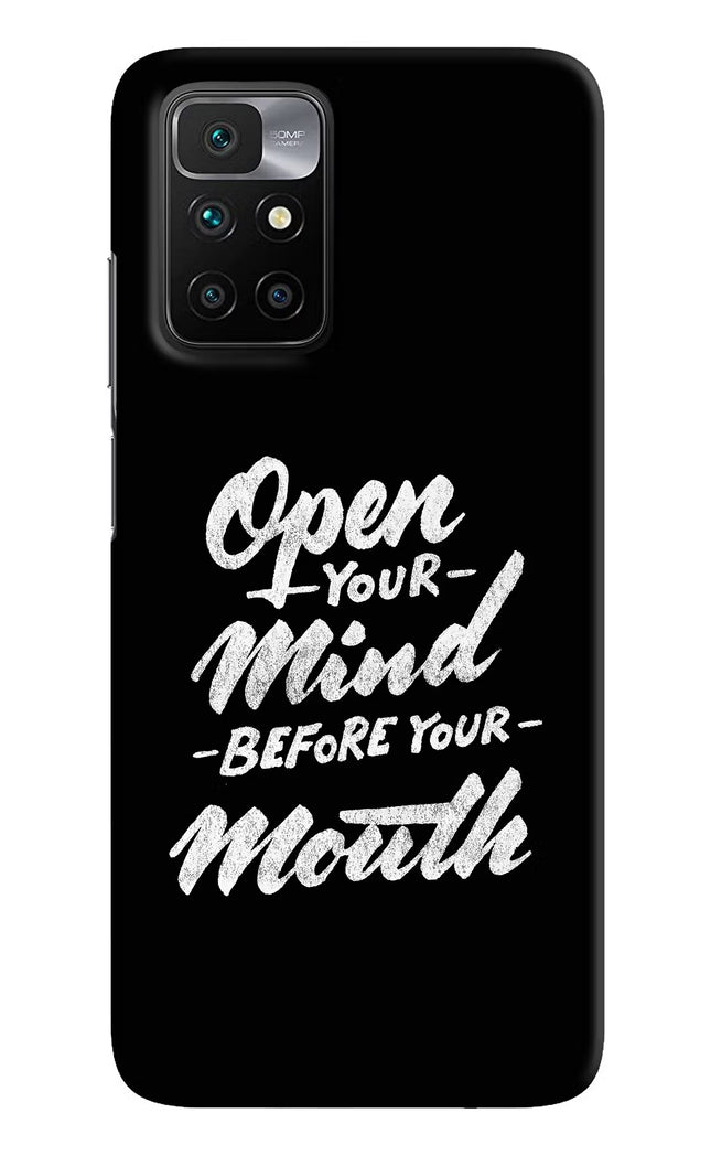 Open Your Mind Before Your Mouth Redmi 10 Prime Hard Case Back Cover by Casekaro
