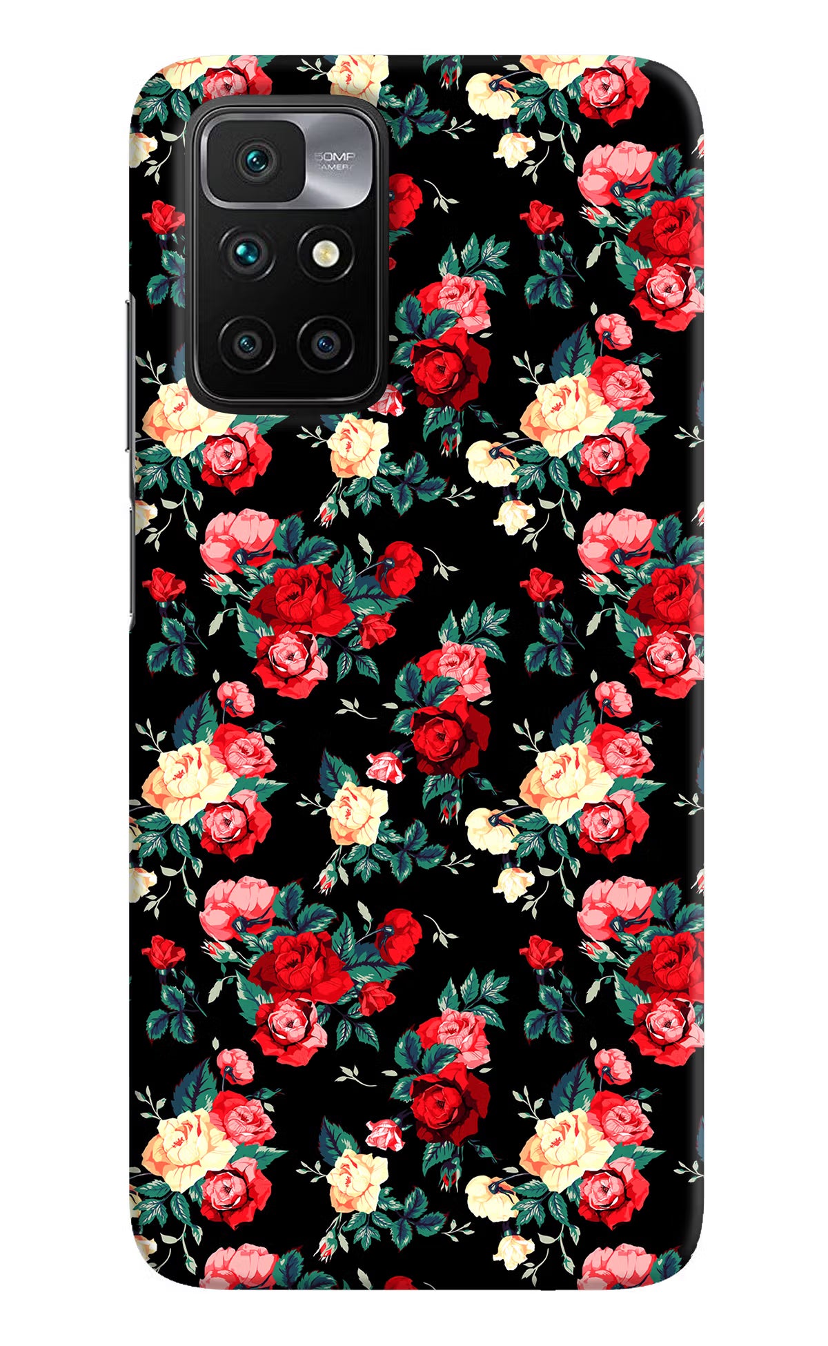 Rose Pattern Redmi 10 Prime Hard Case Back Cover by Casekaro