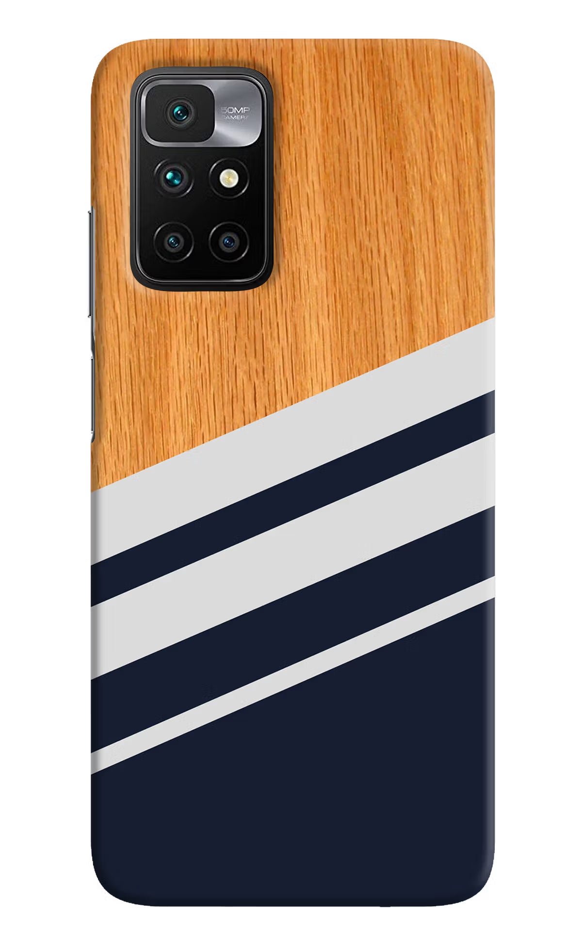 Blue and white wooden Redmi 10 Prime Hard Case Back Cover by Casekaro