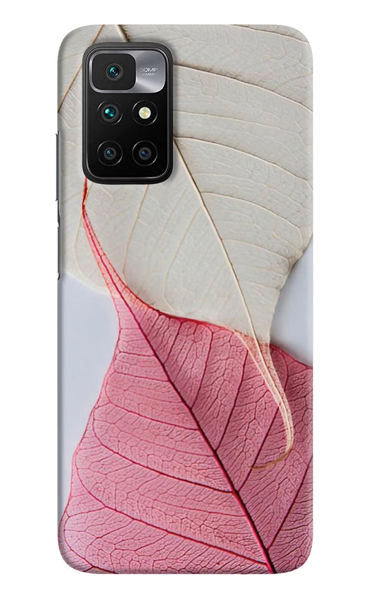 White Pink Leaf Redmi 10 Prime Hard Case Back Cover by Casekaro