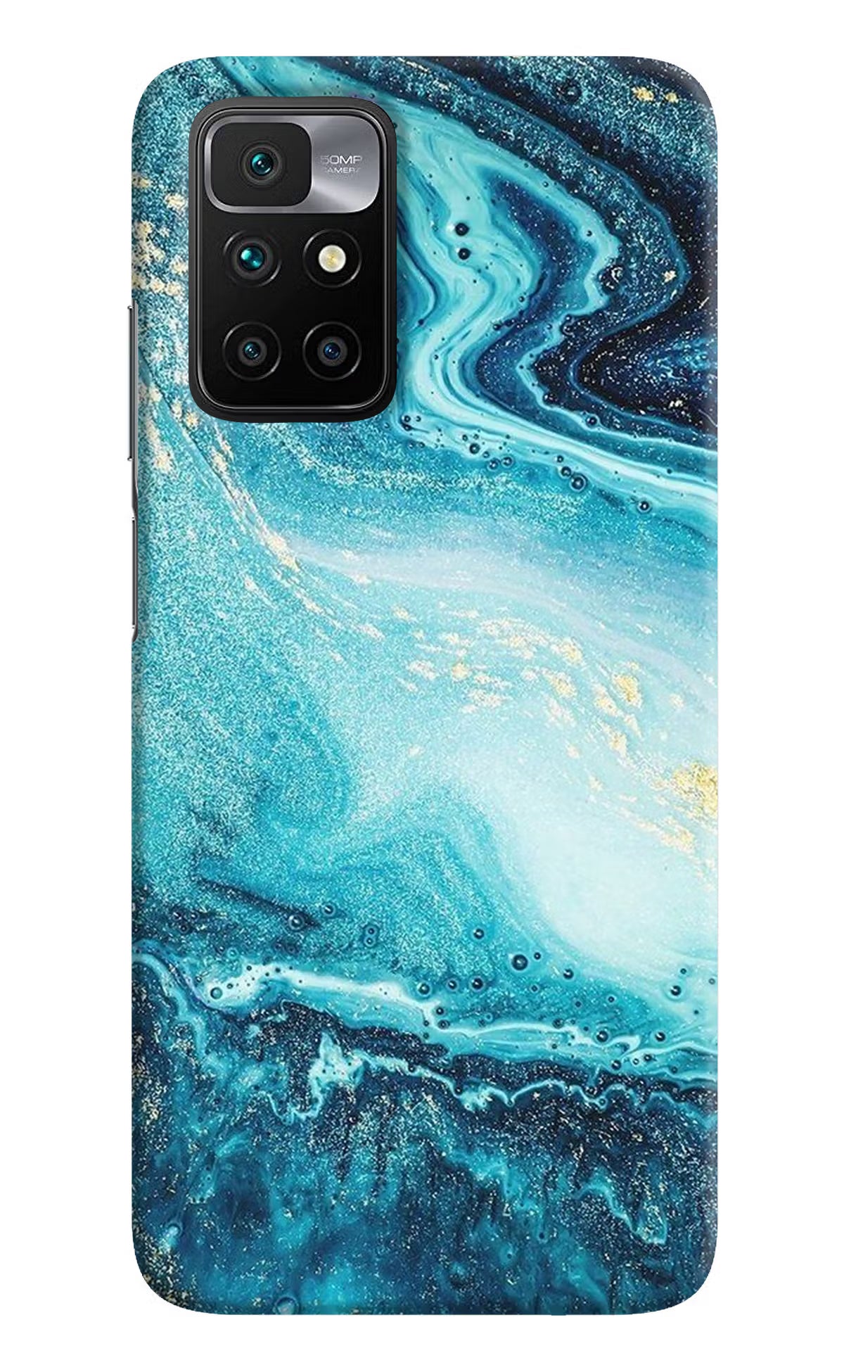 Blue Glitter Marble Redmi 10 Prime Hard Case Back Cover by Casekaro