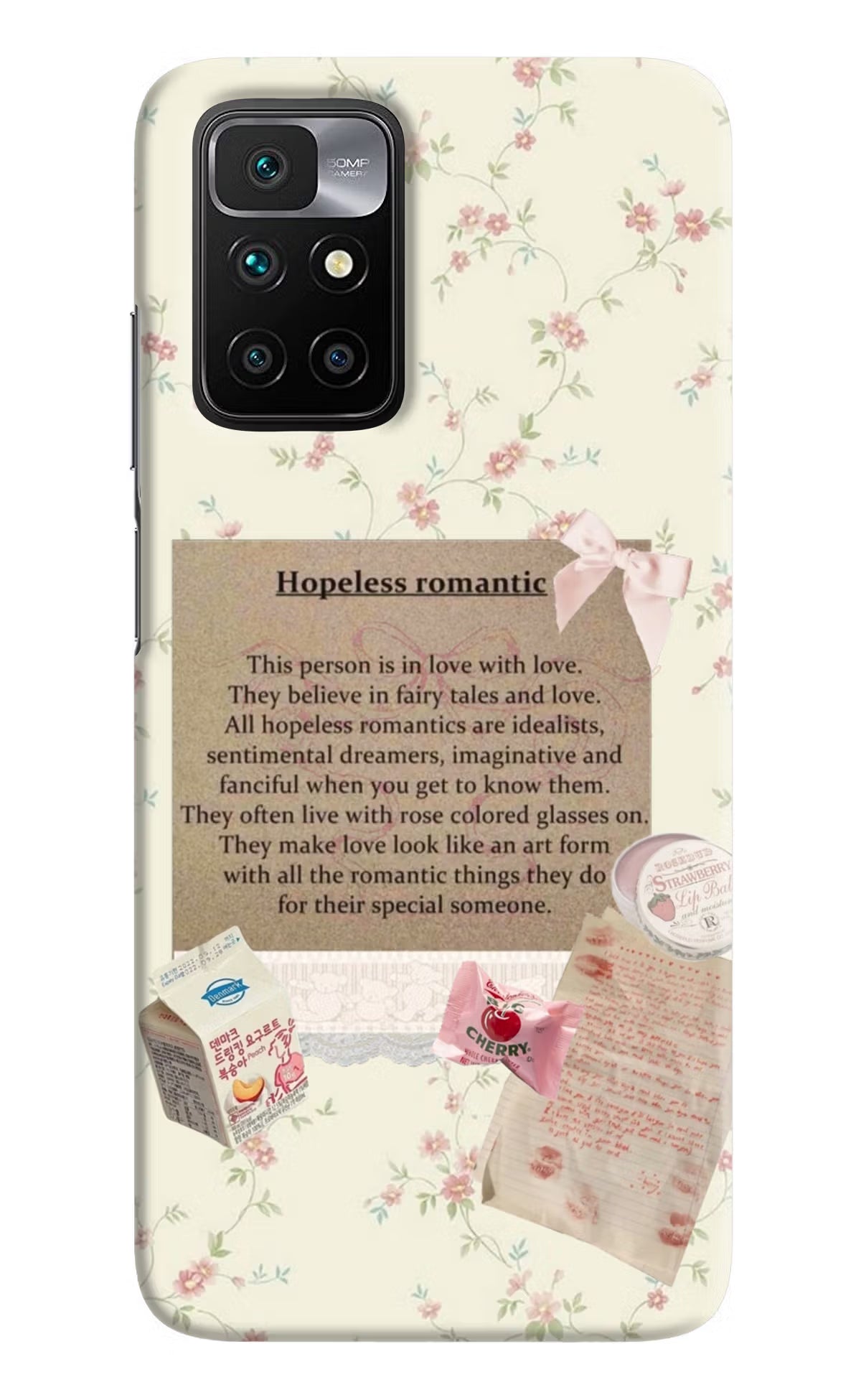 Hopeless Romantic Redmi 10 Prime Hard Case Back Cover by Casekaro