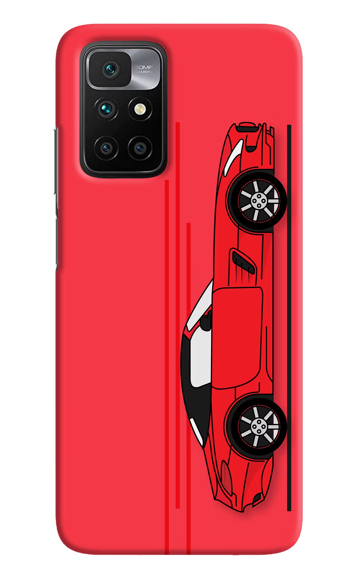 Red Velocity Redmi 10 Prime Hard Case Back Cover by Casekaro