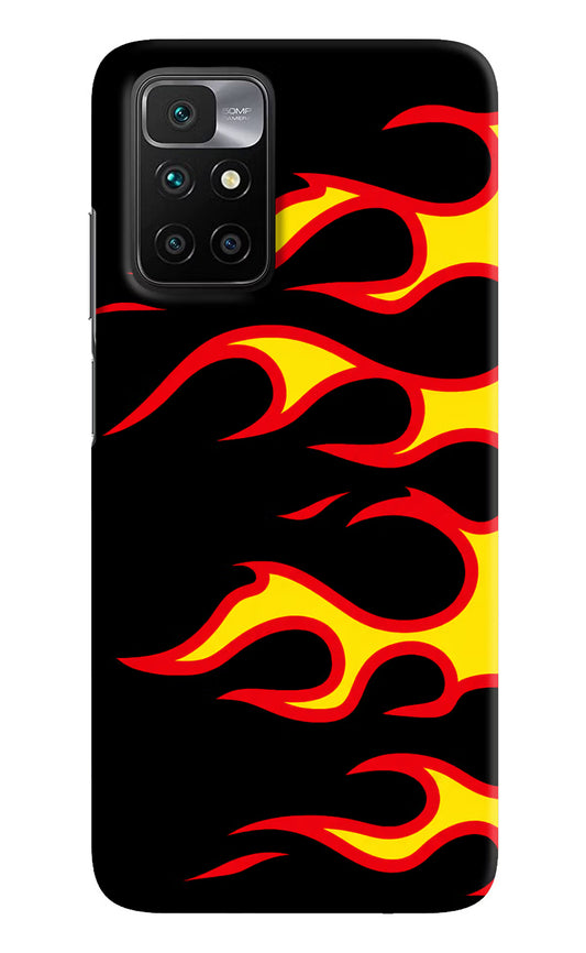 Side Sweep Flames Redmi 10 Prime Hard Case Back Cover by Casekaro