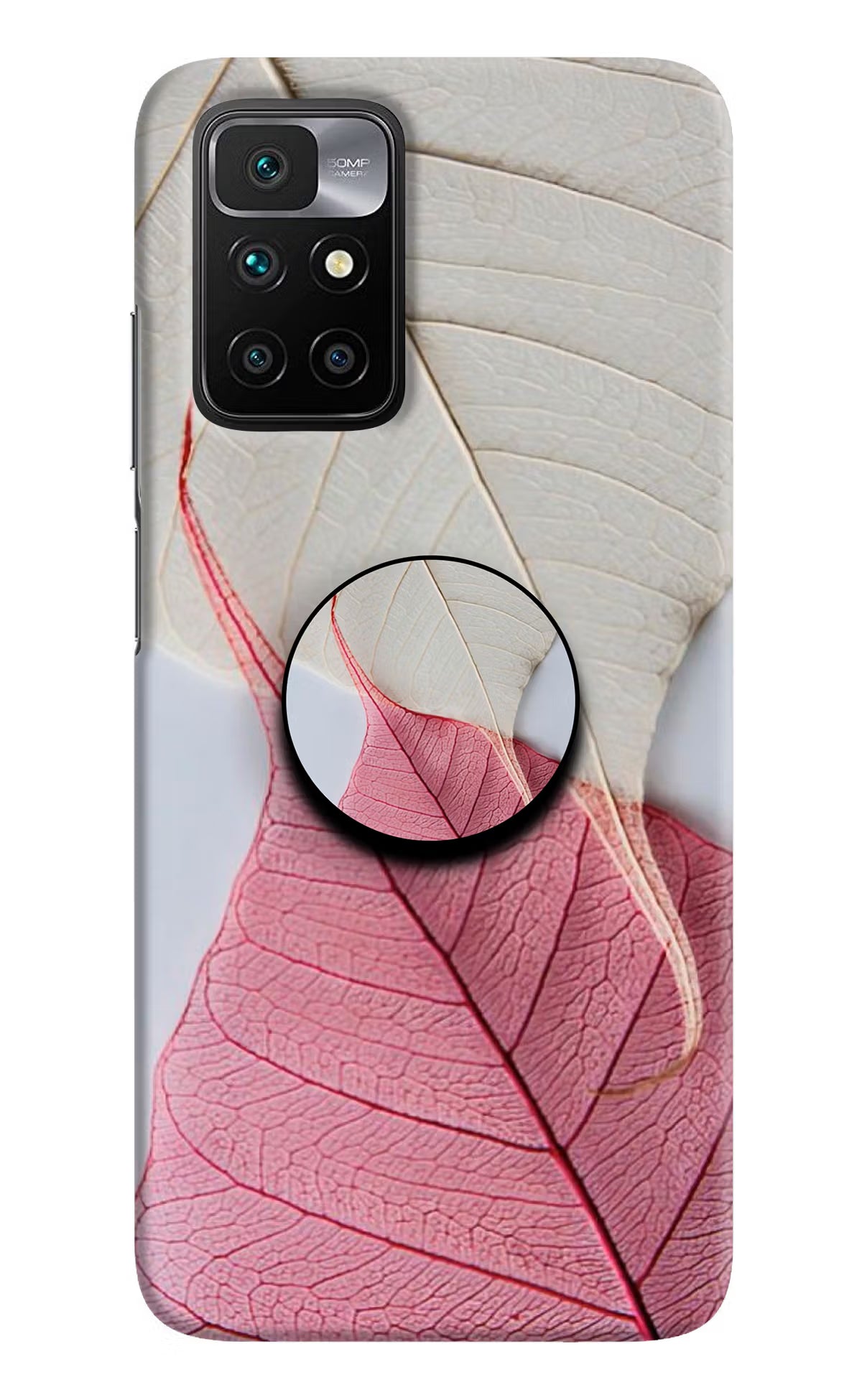 White Pink Leaf Redmi 10 Prime Pop Case by Casekaro