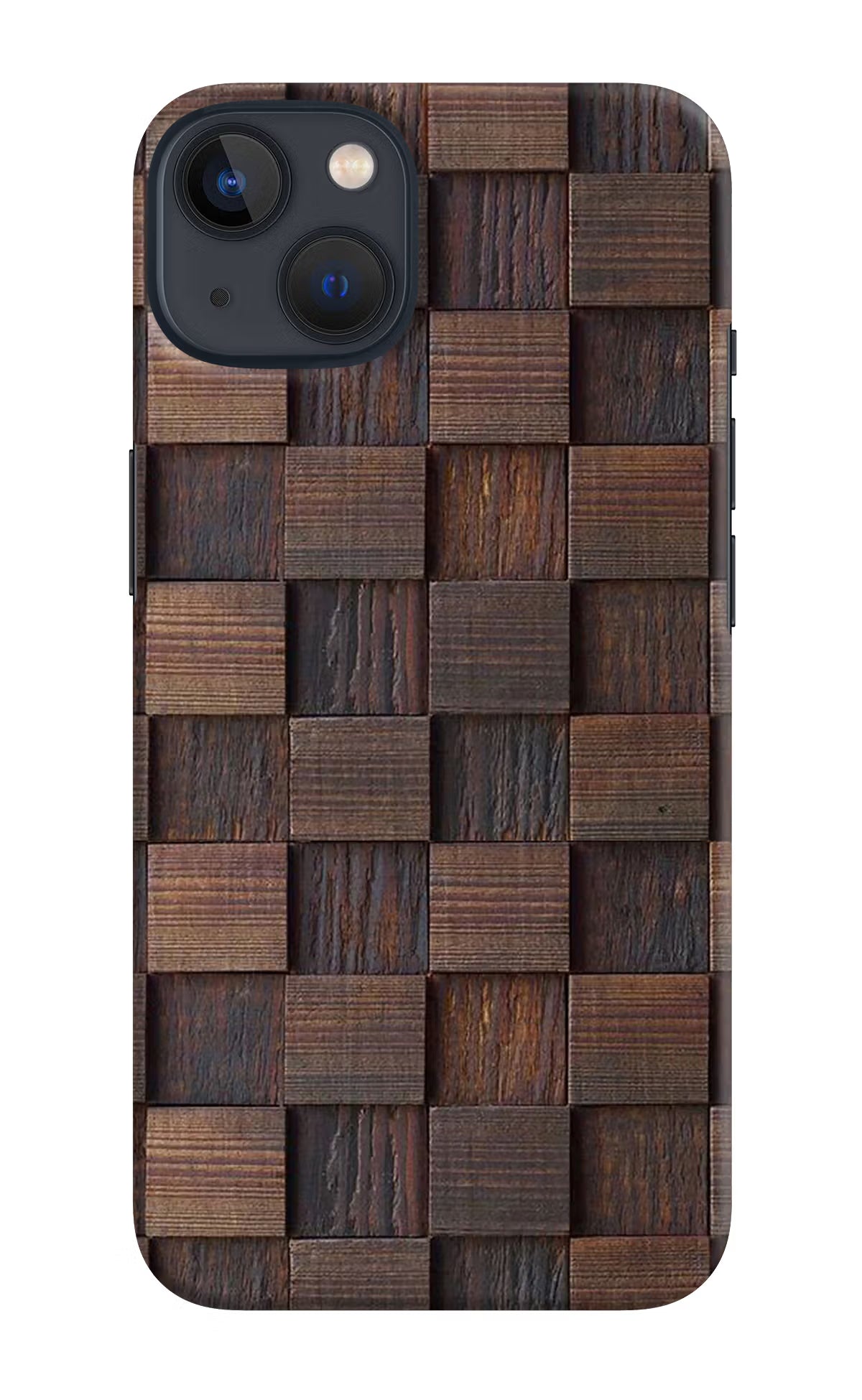 Wooden Cube Design iPhone 13 Hard Case Back Cover by Casekaro