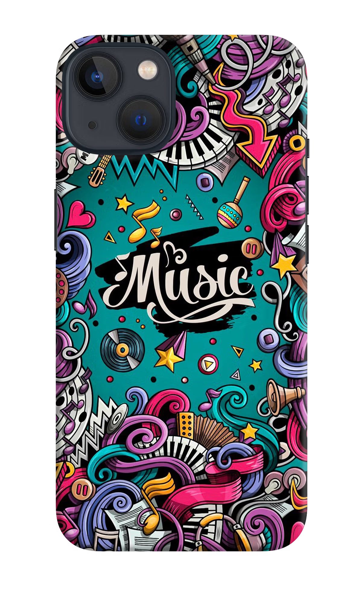 Music Graffiti iPhone 13 Hard Case Back Cover by Casekaro