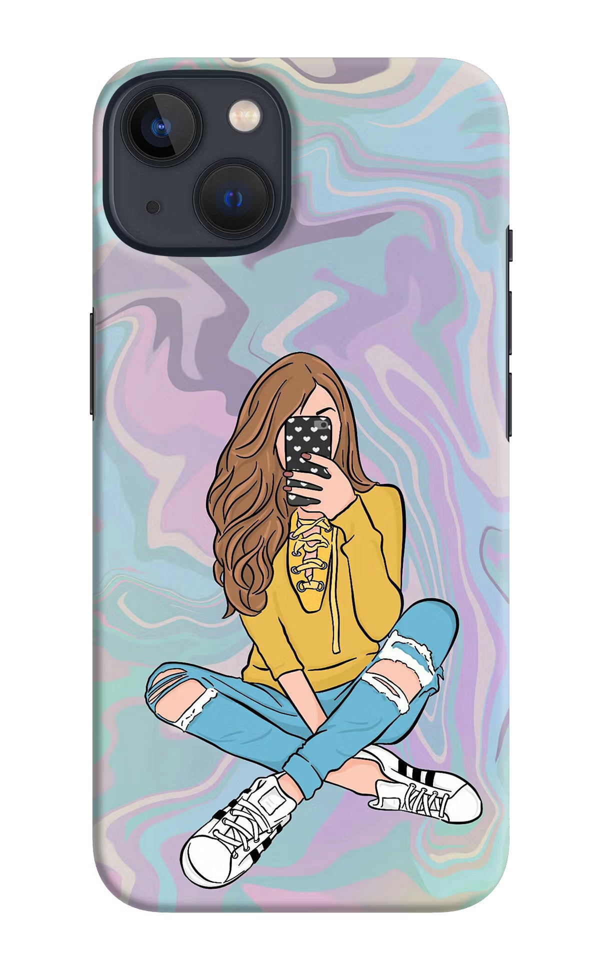 Selfie Girl iPhone 13 Hard Case Back Cover by Casekaro