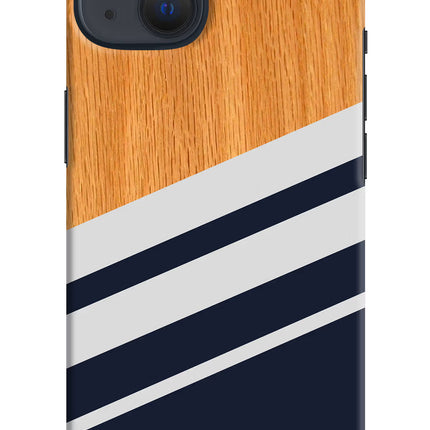 Blue and white wooden iPhone 13 Hard Case Back Cover by Casekaro