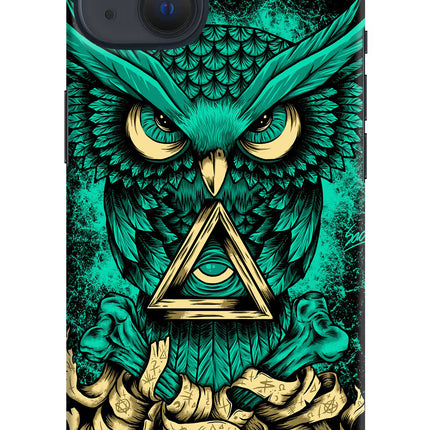Green Owl iPhone 13 Hard Case Back Cover by Casekaro