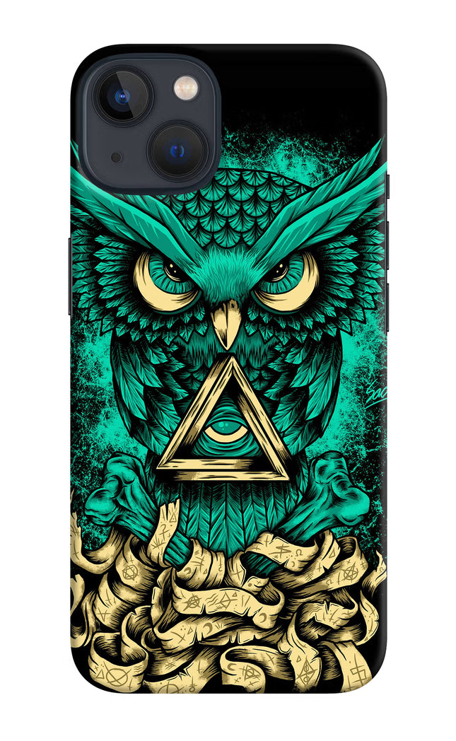 Green Owl iPhone 13 Hard Case Back Cover by Casekaro