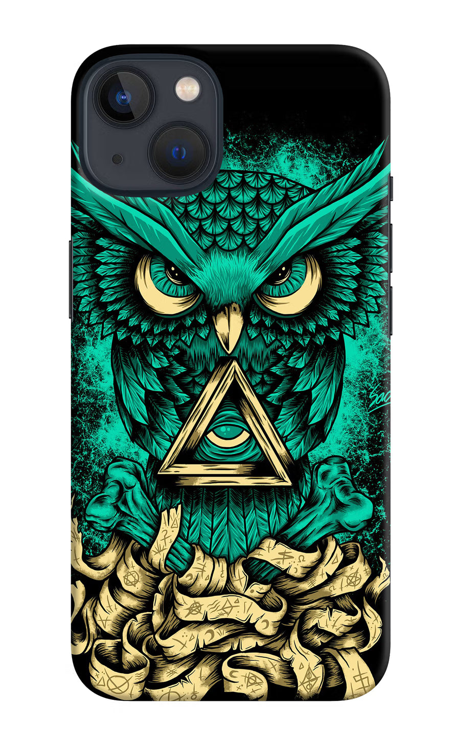 Green Owl iPhone 13 Back Cover, Hard case
