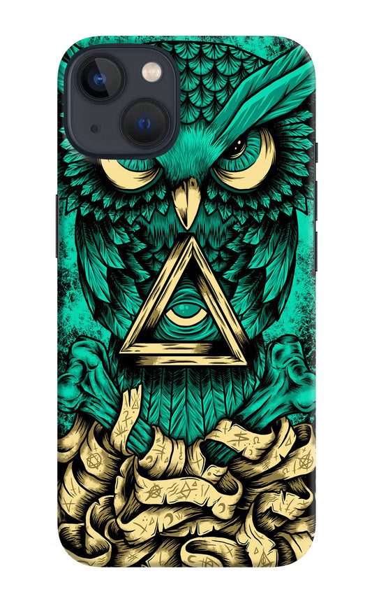 Green Owl iPhone 13 Hard Case Back Cover by Casekaro