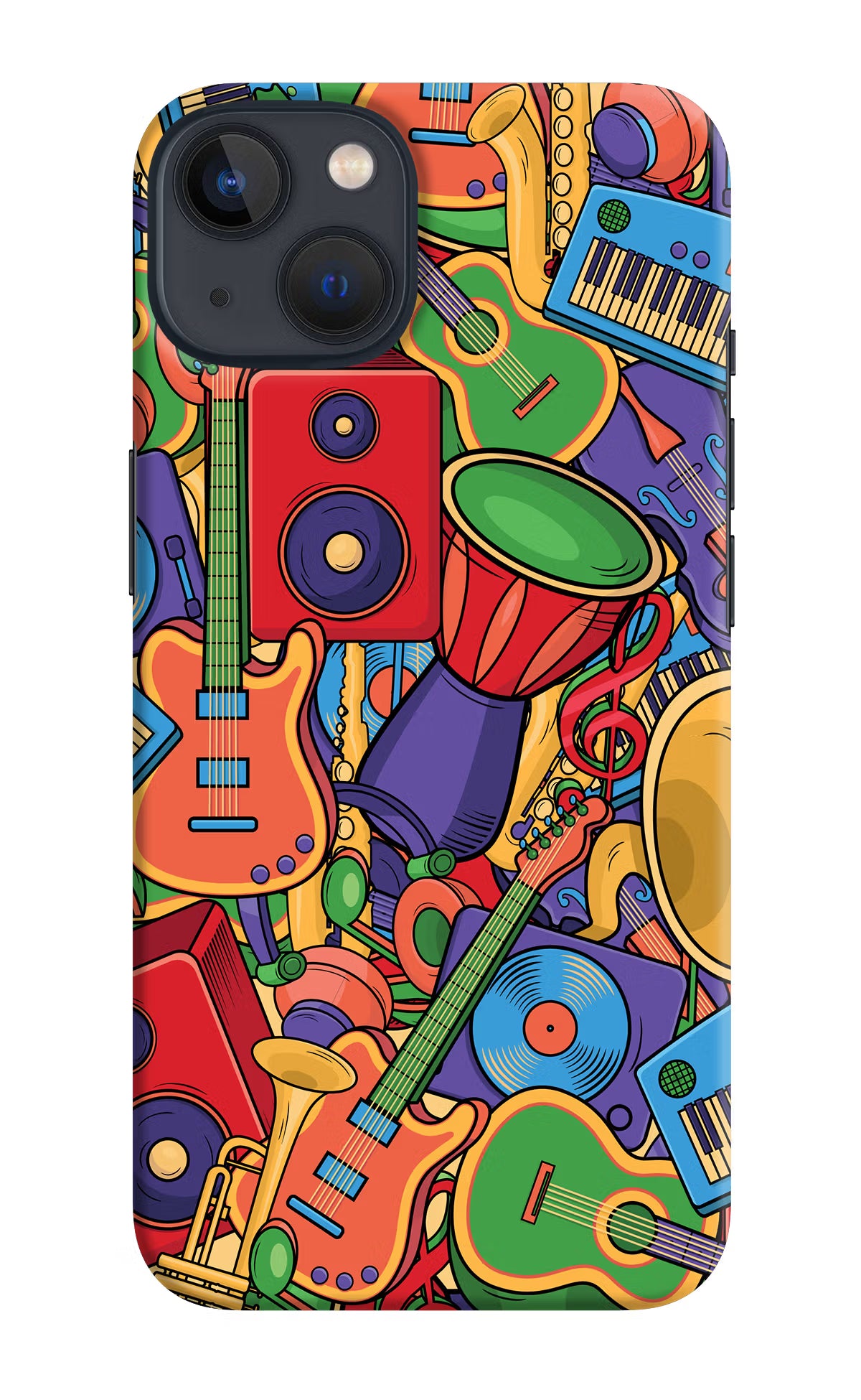 Music Instrument Doodle iPhone 13 Hard Case Back Cover by Casekaro