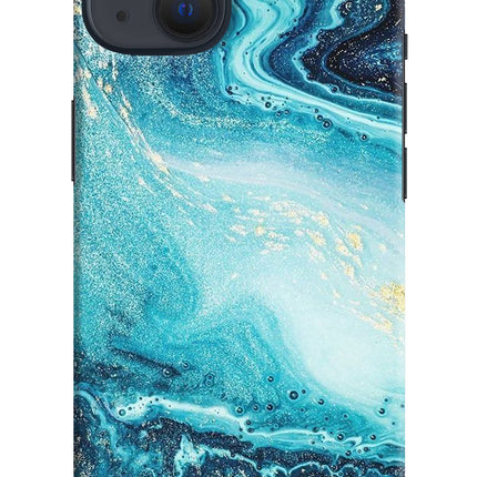 Blue Glitter Marble iPhone 13 Hard Case Back Cover by Casekaro