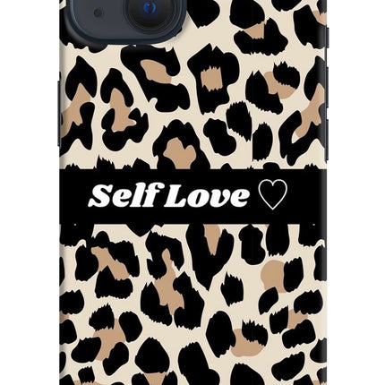 Leopard Print Self Love iPhone 13 Hard Case Back Cover by Casekaro