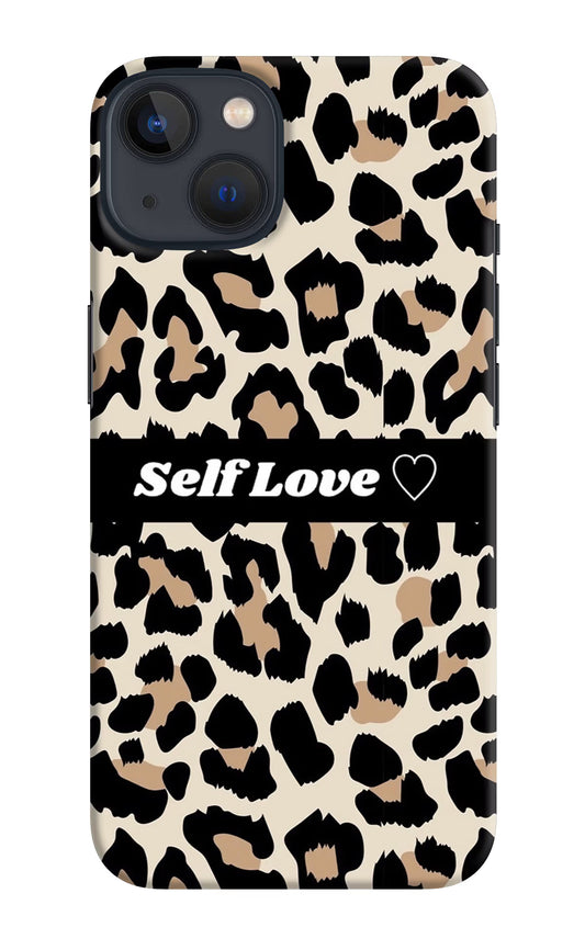 Leopard Print Self Love iPhone 13 Hard Case Back Cover by Casekaro