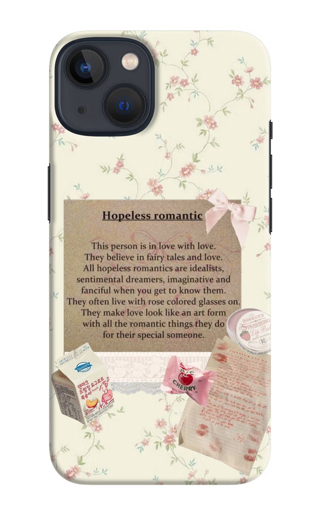 Hopeless Romantic iPhone 13 Hard Case Back Cover by Casekaro