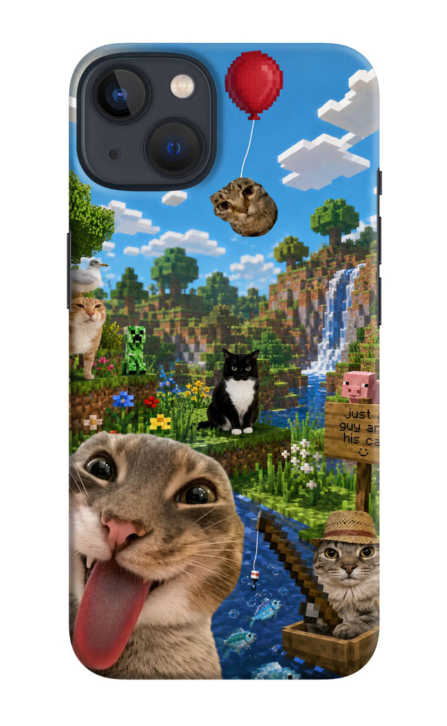 Minecraft Cat Chaos iPhone 13 Hard Case Back Cover by Casekaro