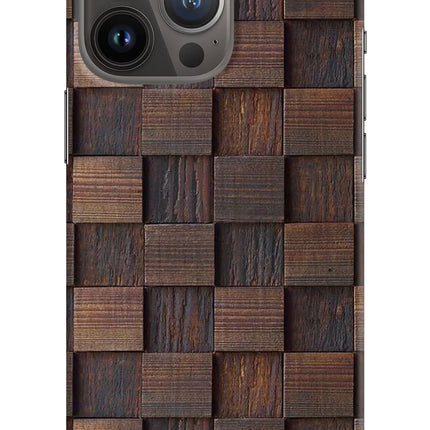 Wooden Cube Design iPhone 13 Pro Hard Case Back Cover by Casekaro