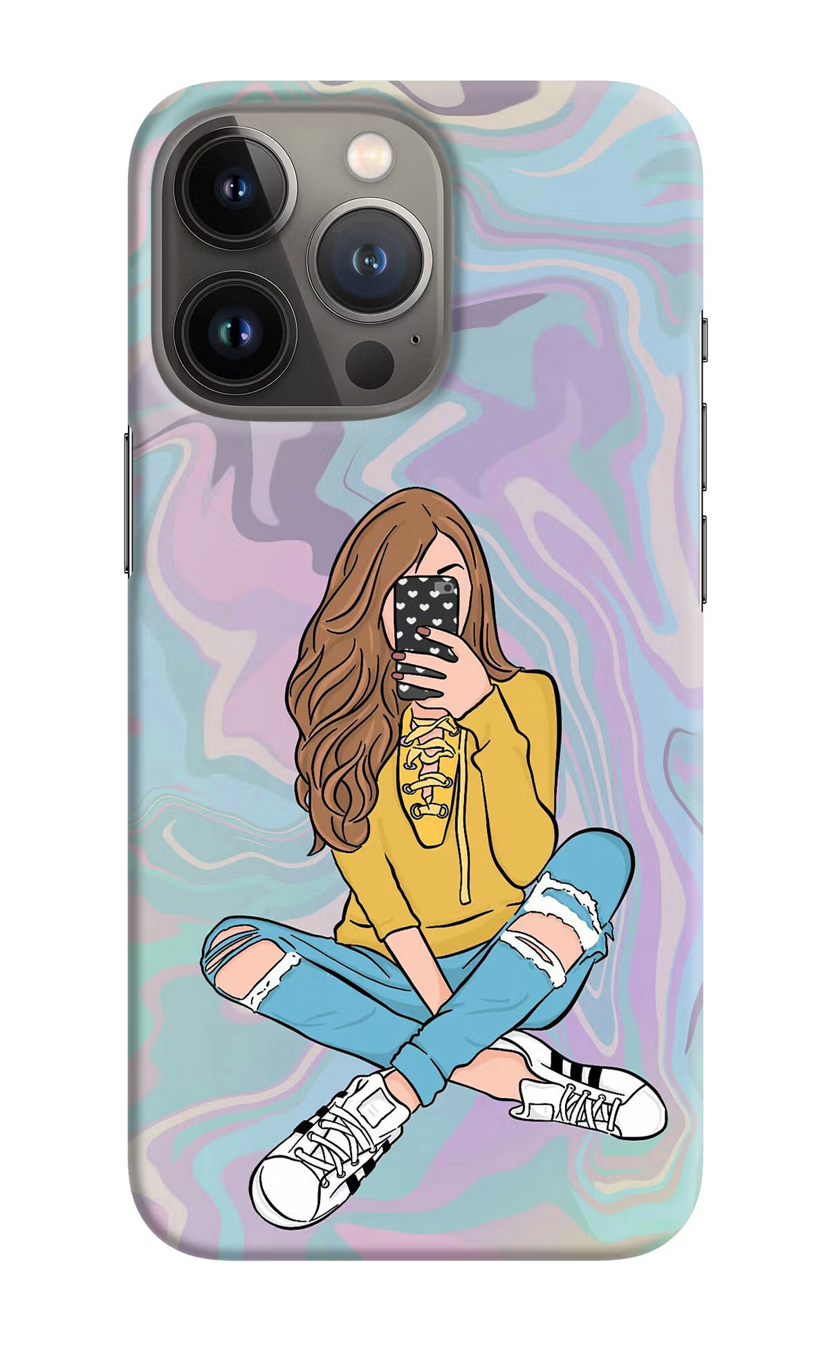Selfie Girl iPhone 13 Pro Hard Case Back Cover by Casekaro