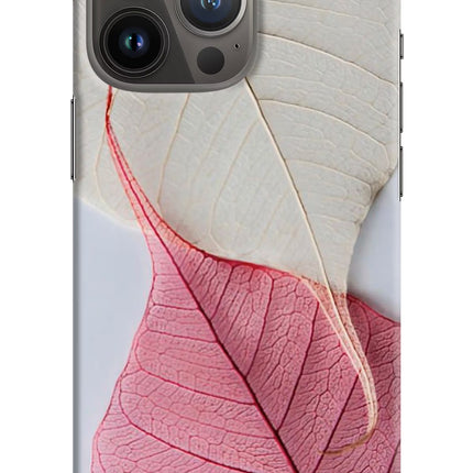 White Pink Leaf iPhone 13 Pro Hard Case Back Cover by Casekaro