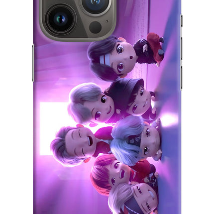BTS Chibi iPhone 13 Pro Hard Case Back Cover by Casekaro