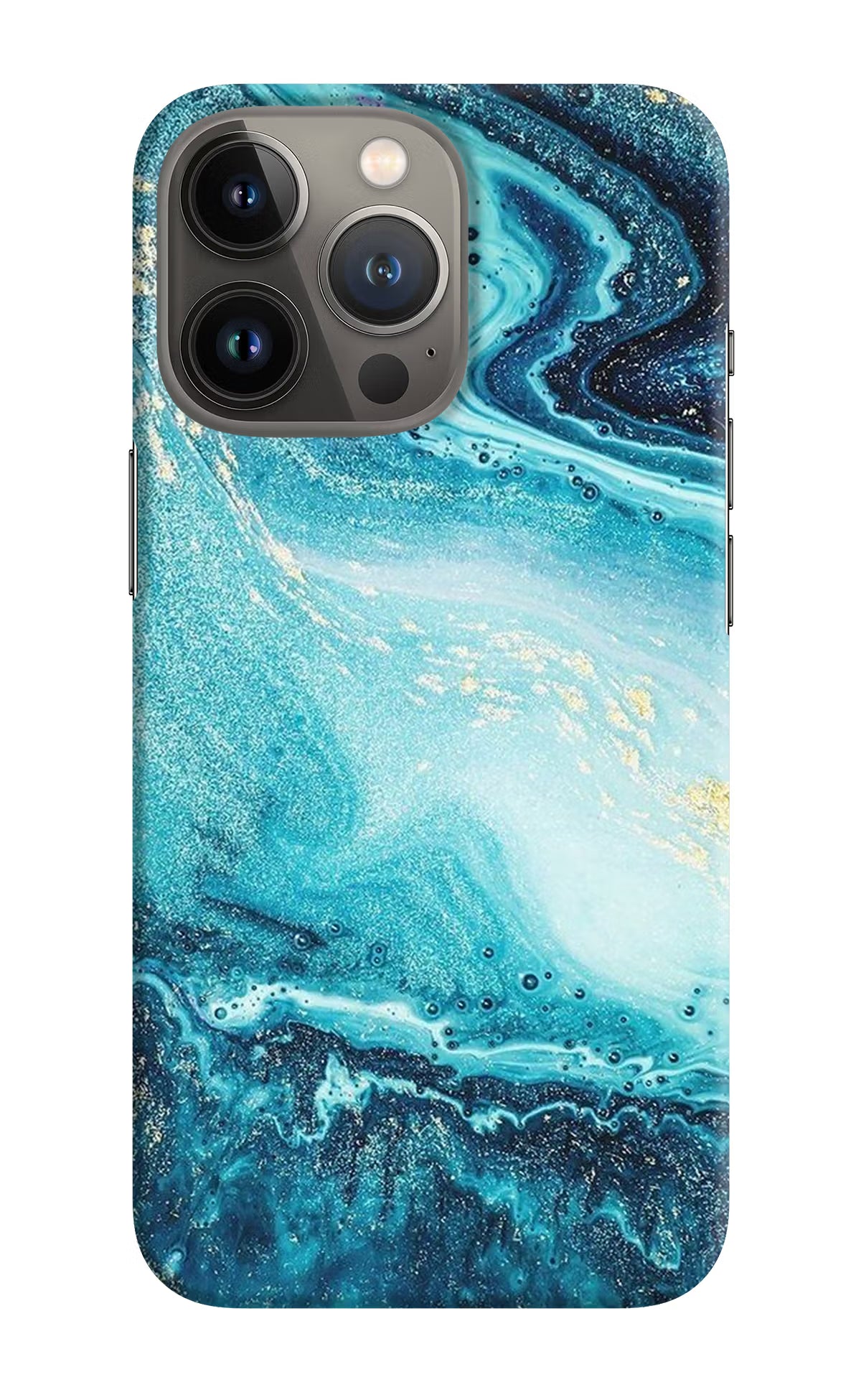 Blue Glitter Marble iPhone 13 Pro Hard Case Back Cover by Casekaro