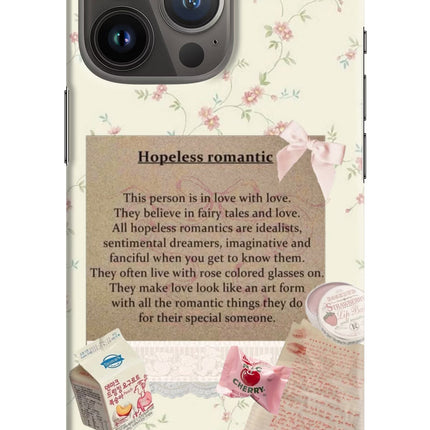 Hopeless Romantic iPhone 13 Pro Hard Case Back Cover by Casekaro