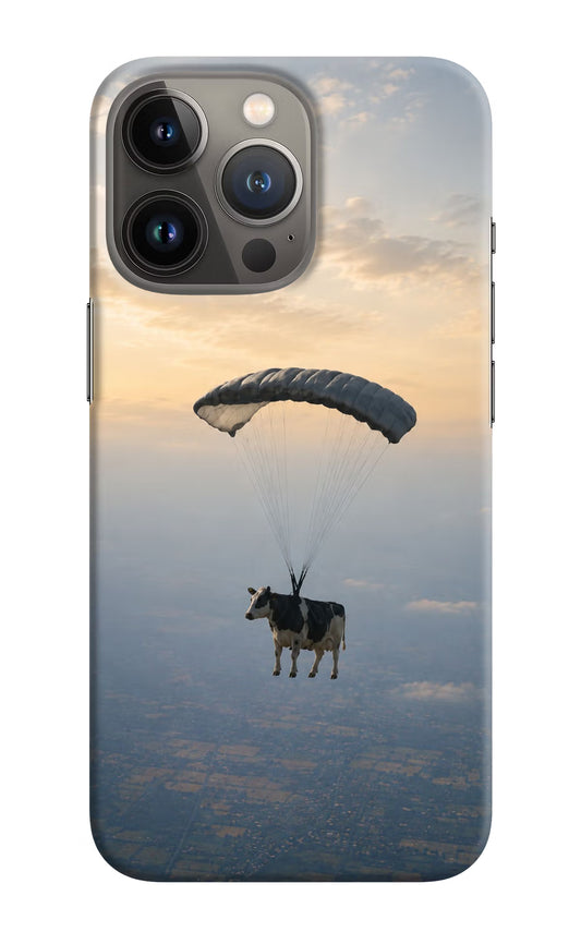 Skydiving Cow iPhone 13 Pro Hard Case Back Cover by Casekaro