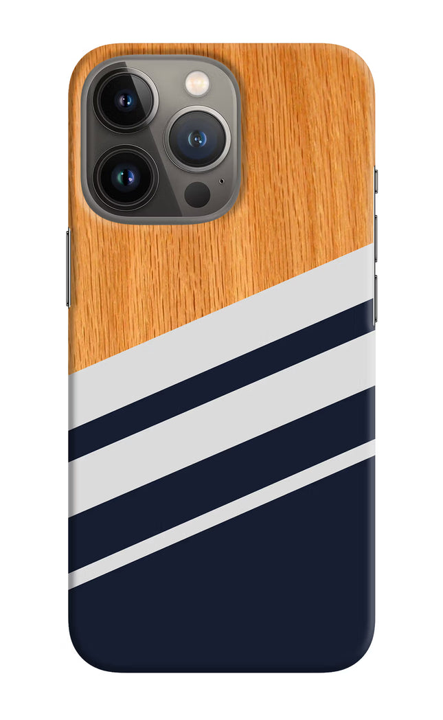 Blue and white wooden iPhone 13 Pro Max Hard Case Back Cover by Casekaro