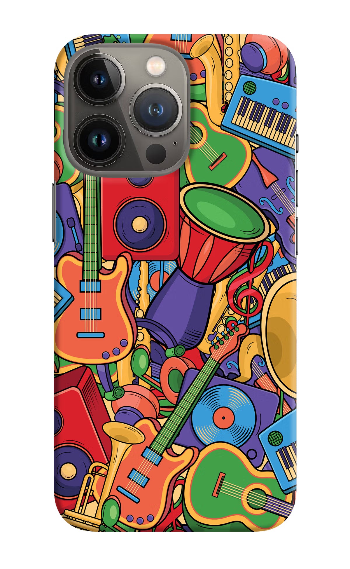 Music Instrument Doodle iPhone 13 Pro Max Hard Case Back Cover by Casekaro