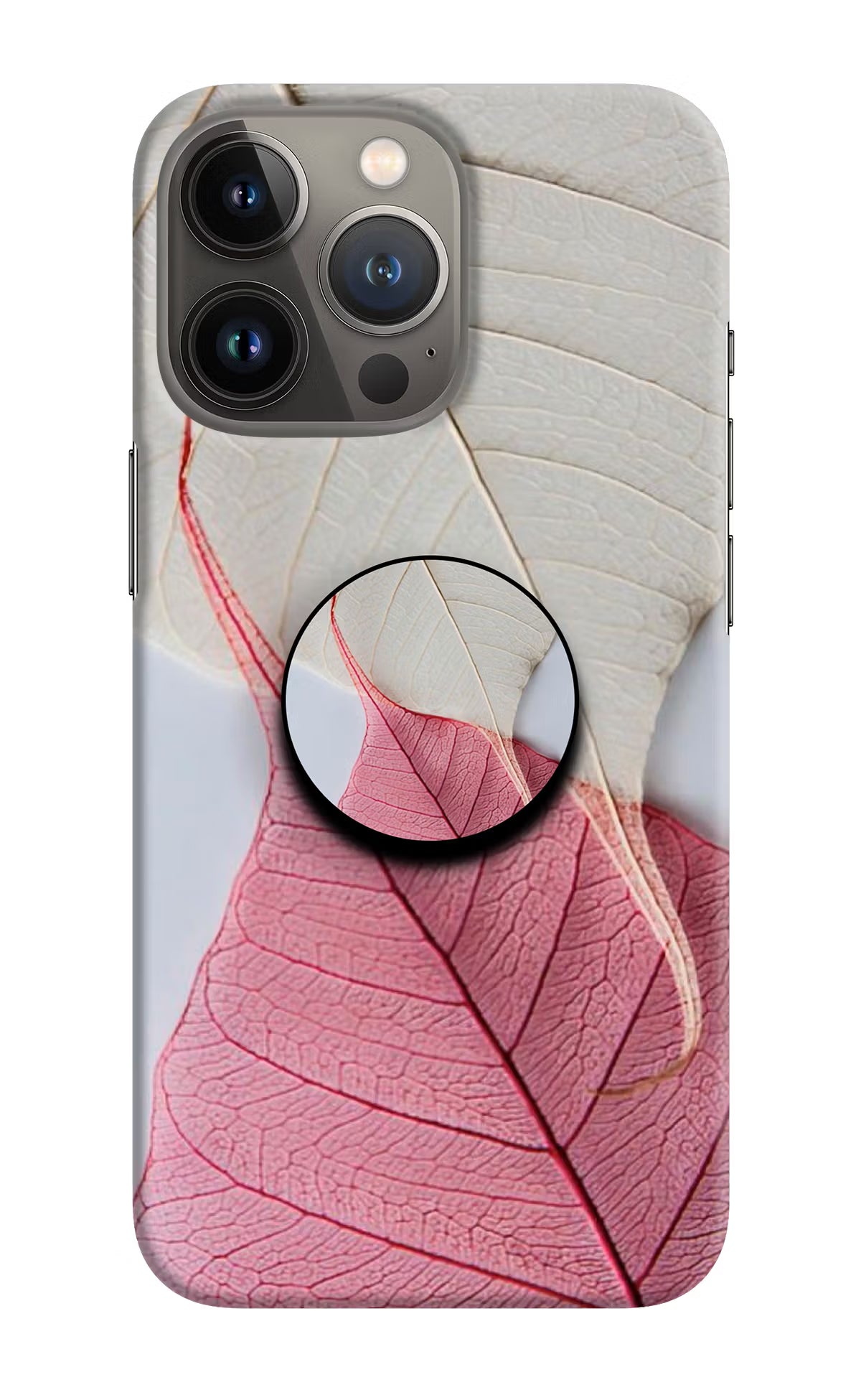 White Pink Leaf iPhone 13 Pro Max Pop Case by Casekaro